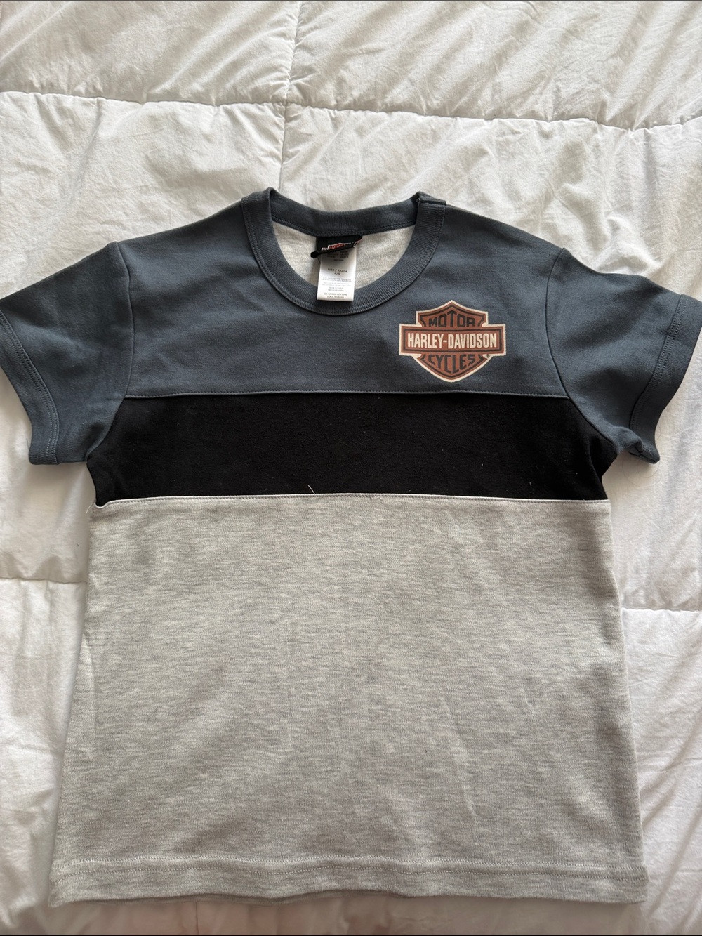 Harley-Davidson Gray, Black & Charcoal Colorblock Short Sleeve Tee